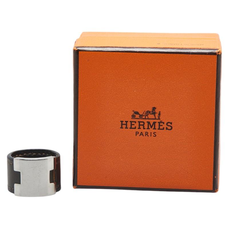 HERMES エルメス ルーリーリング レザー HERMES エルメス ルーリー リング 指輪 カーキ シルバー レザー