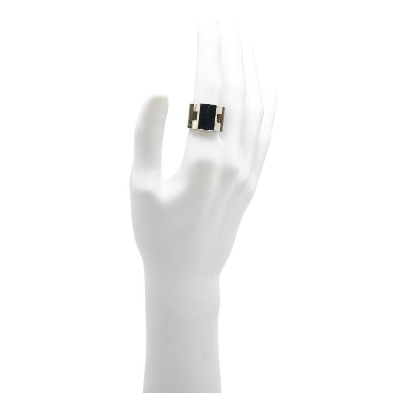 HERMES エルメス　ルーリーリング　レザー　シルバー金具　12号 HERMES エルメス ルーリー リング 指輪 カーキ シルバー レザー