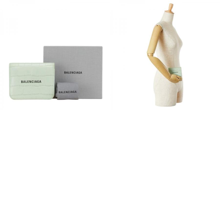 BALENCIAGA バレンシアガ クロコ型押し 二つ折り財布 655624 ミント