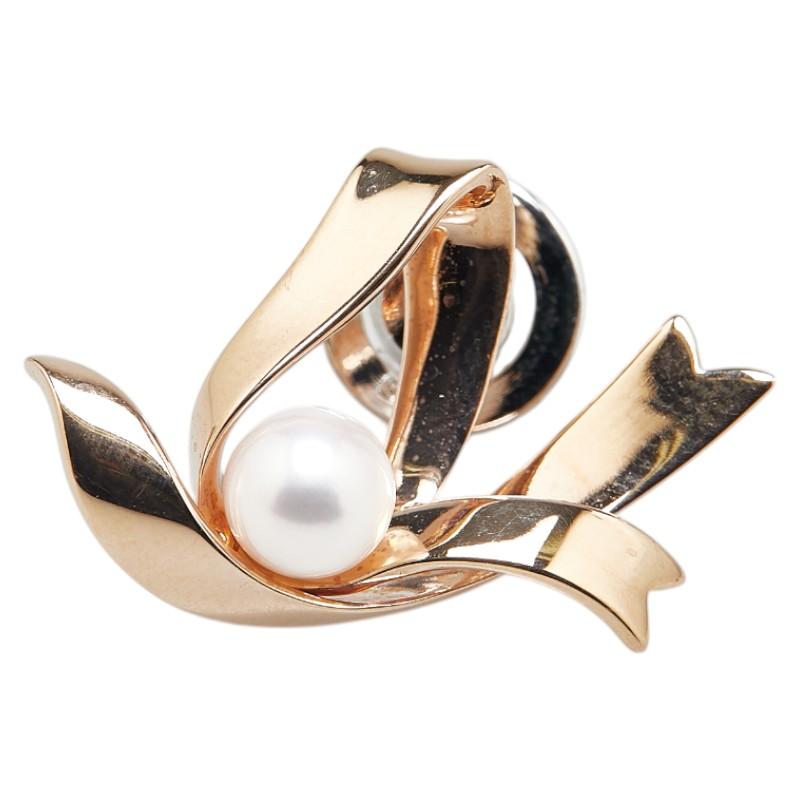 K18 ミキモト パール リボンピアス　あこや真珠 ６ミリ MIKIMOTO（ミキモト） K18PG ピンクゴールド アコヤパール6mm リボン