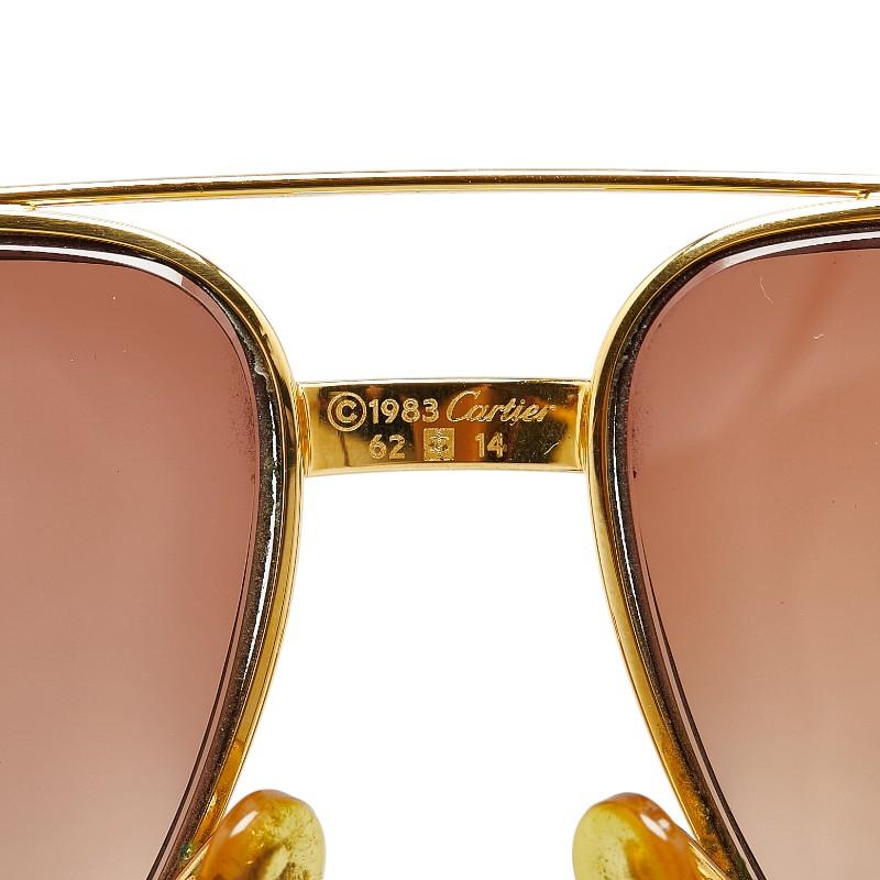 Cartier ゴールド ブラウン サングラス 紫外線カット ケース付き Cartier（カルティエ） ティアドロップ サングラス 度入り ブラウン