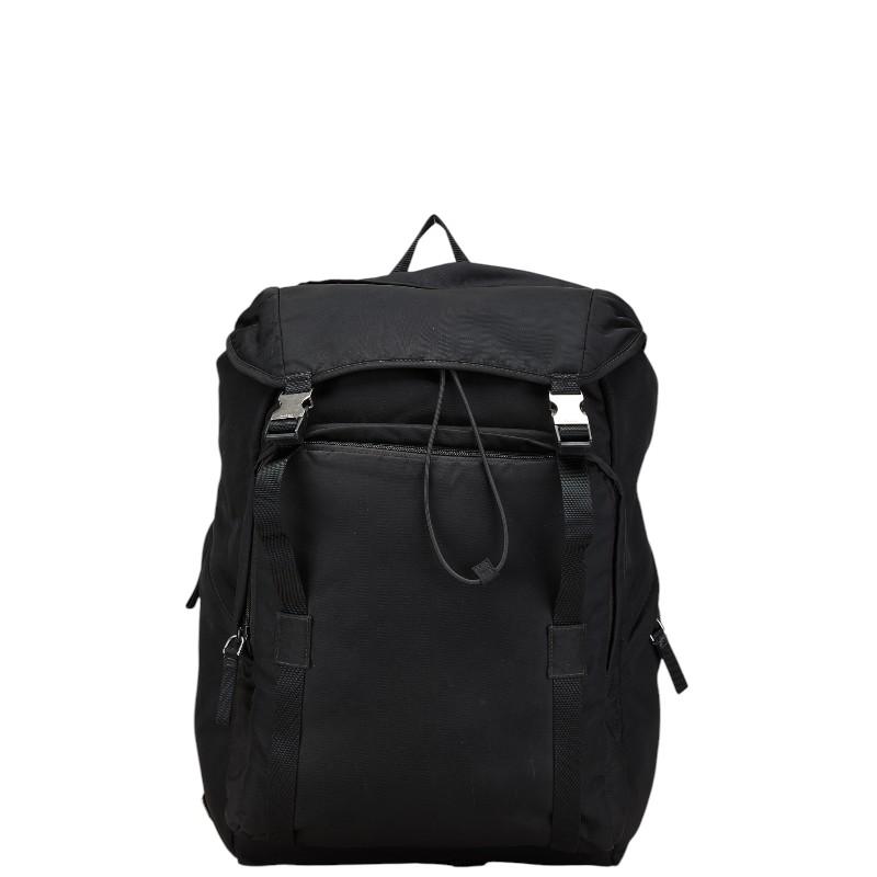 PRADA プラダ　リュック・バックパック　ブラック　ナイロン　レザー　三角ロゴ PRADA プラダ 三角ロゴプレート リュック バックパック ブラック
