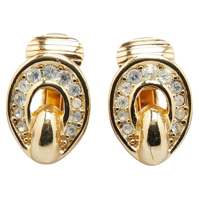 4jib191】クリスチャンディオール イヤリング⁄ラインストーン⁄GPメッキ