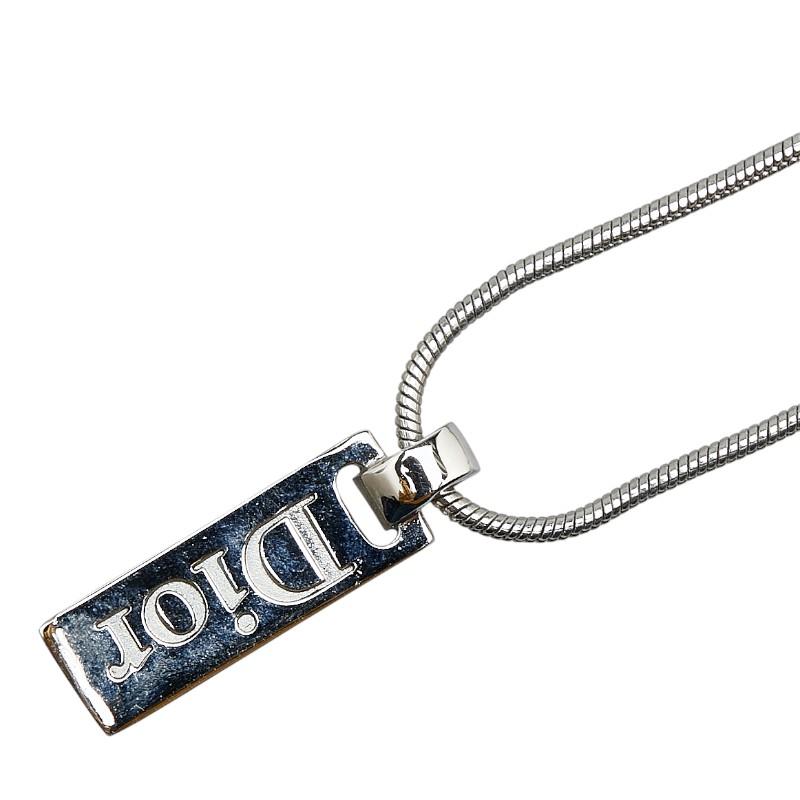 ディオール ロゴプレート ネックレス シルバー メタル レディース Dior