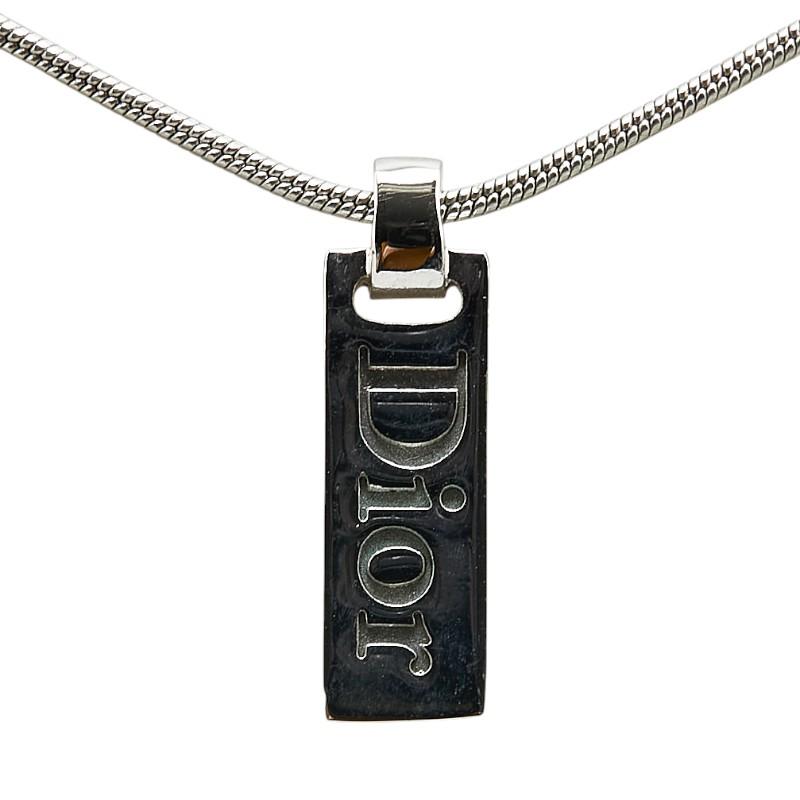ディオール ロゴプレート ネックレス シルバー メタル レディース Dior