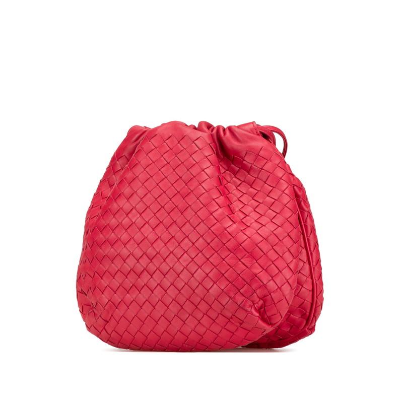 【美品】ボッテガヴェネタ ショルダーバッグ 巾着型 イントレチャート ブラック BOTTEGA VENETA ボッテガヴェネタ ショルダーバッグ イントレ
