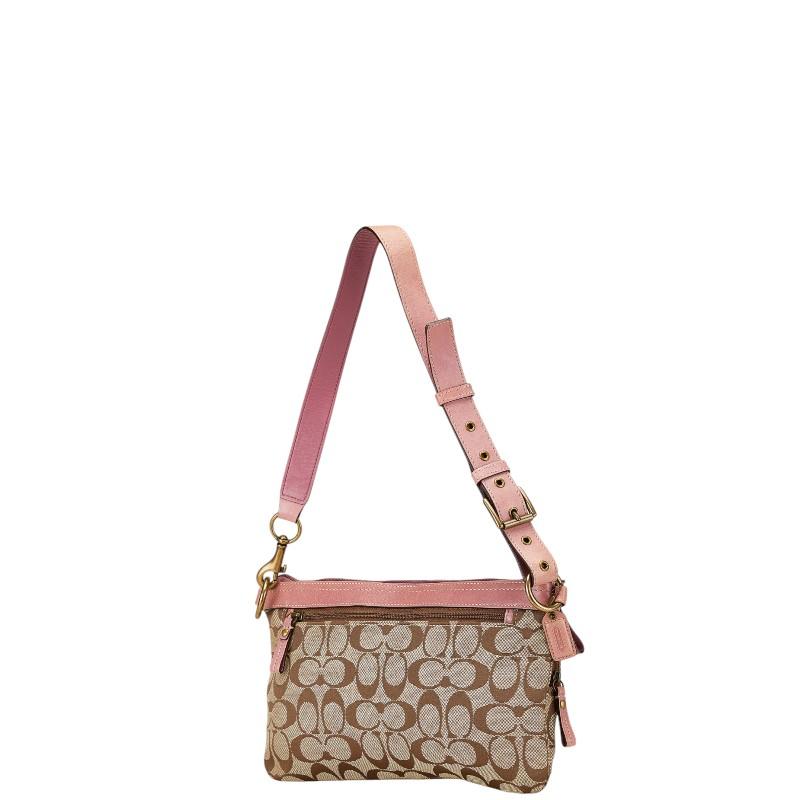 COACH コーチ シグネチャー ワンショルダーバッグ ベージュ ピンク 