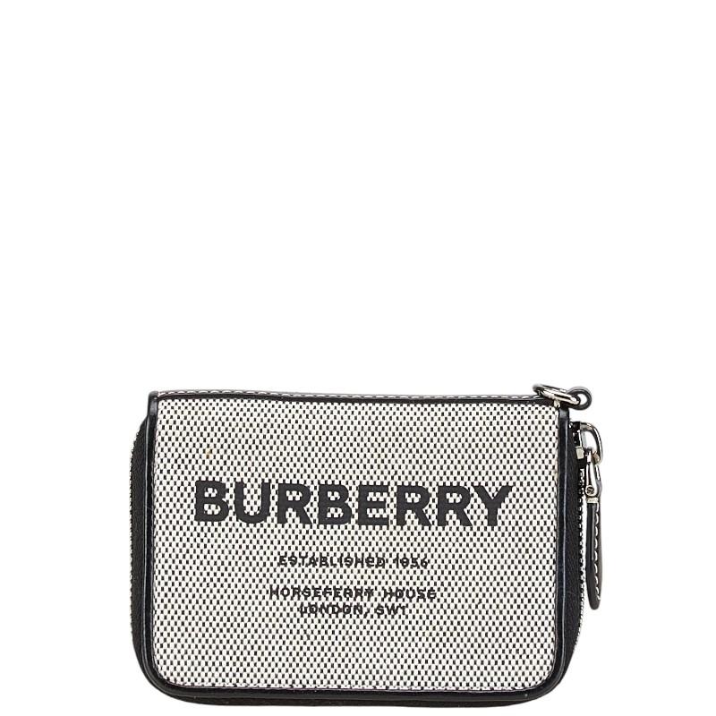 バーバリー ホースフェリー プリント ケース カードケース ブラック ベージュ キャンバス レザー レディース BURBERRY 【中古】 BURBERRY（バーバリー） ホースフェリー プリント コインケース カード