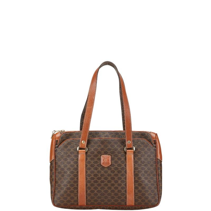 CELINE セリーヌ マカダム柄 PVC レザー トートバッグ ブラウン CELINE（セリーヌ） マカダム ハンドバッグ トートバッグ ブラウン PVC