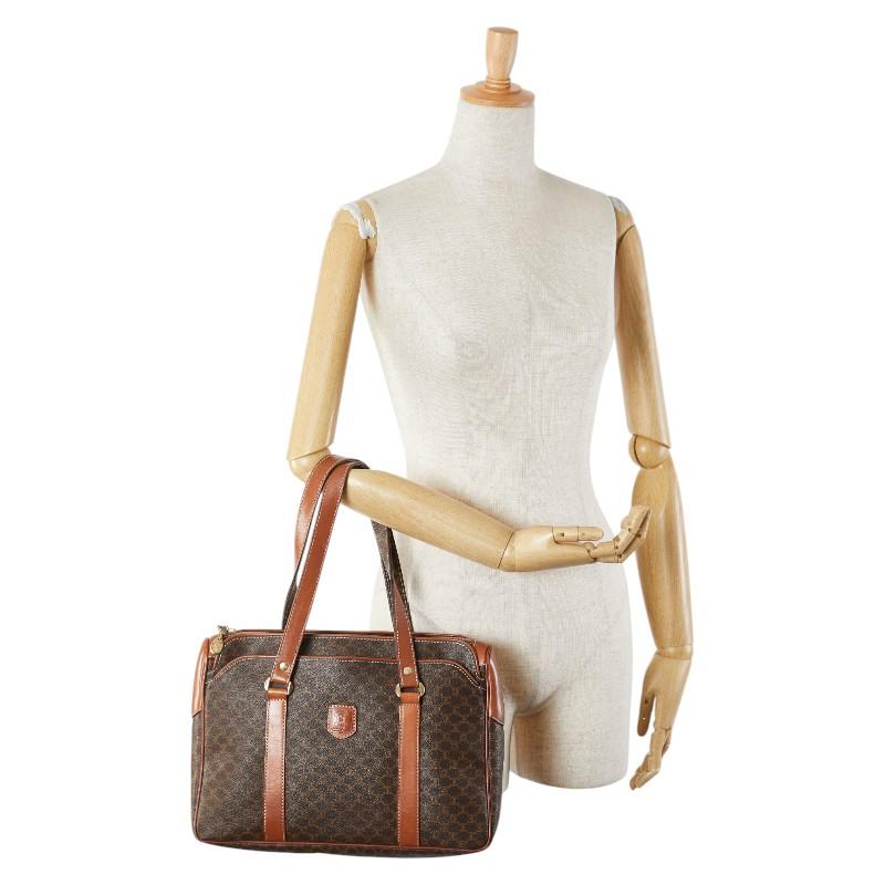 CELINE（セリーヌ） マカダム ハンドバッグ トートバッグ ブラウン PVC