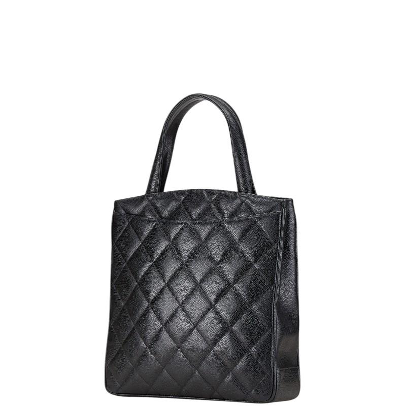 シャネル マトラッセ トートバッグ ハンドバッグ ブラック キャビアスキン レディース CHANEL 【中古】