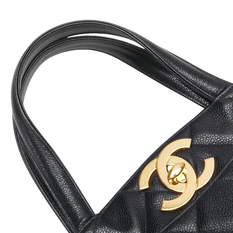 シャネル マトラッセ トートバッグ ハンドバッグ ブラック キャビアスキン レディース CHANEL 【中古】