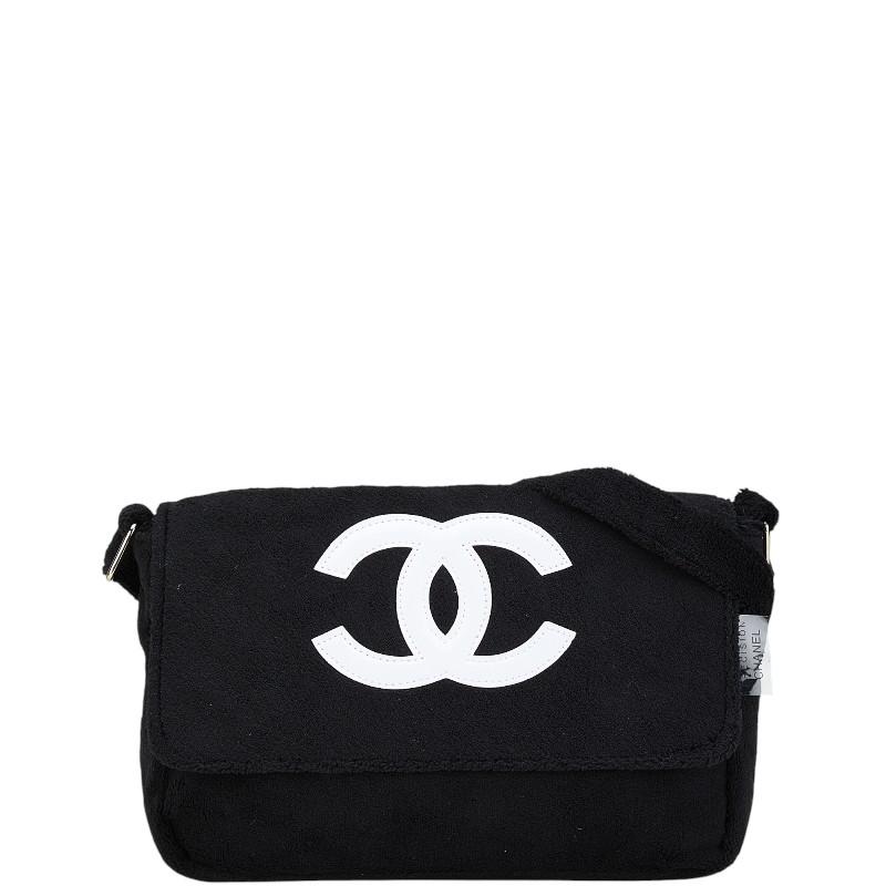 【美品】【シャネル】CHANEL ノベルティ ショルダーバッグ ココマーク 白黒 シャネル ココマーク パイル地 ノベルティ ショルダーバッグ ベージュ