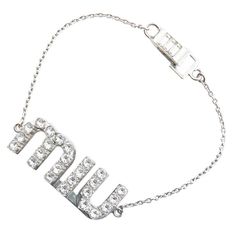 21497✨ミュウミュウ クリスタル ラインストーン ブレスレット バングル miu miu（ミュウミュウ） Crystal Logo Bracelet ブレスレット
