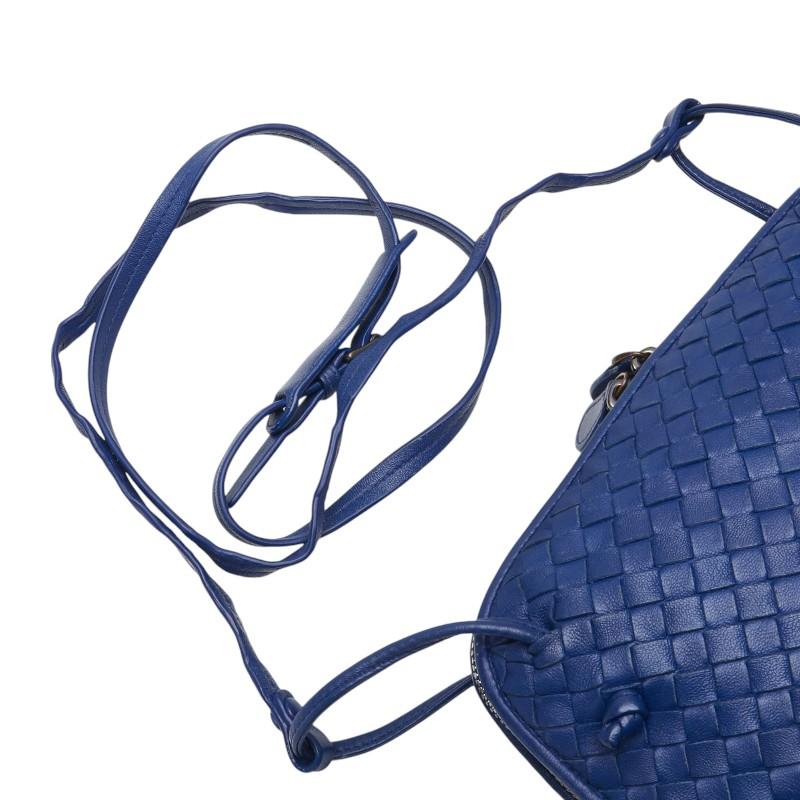 ボッテガヴェネタ BOTTEGAVENETA 斜め掛けショルダーバッグ イントレチャート レザー ブルー ゴールド レディース 送料無料【中古】 z9231 ボッテガヴェネタ BOTTEGAVENETA 斜め掛けショルダーバッグ イントレ