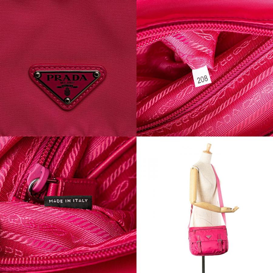 PRADA（プラダ） 三角ロゴプレート 斜め掛け ショルダーバッグ ピンク 