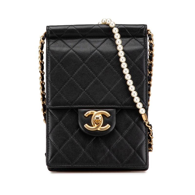 CHANEL シャネル マトラッセ ショルダーバッグ パール ブラック ミニ