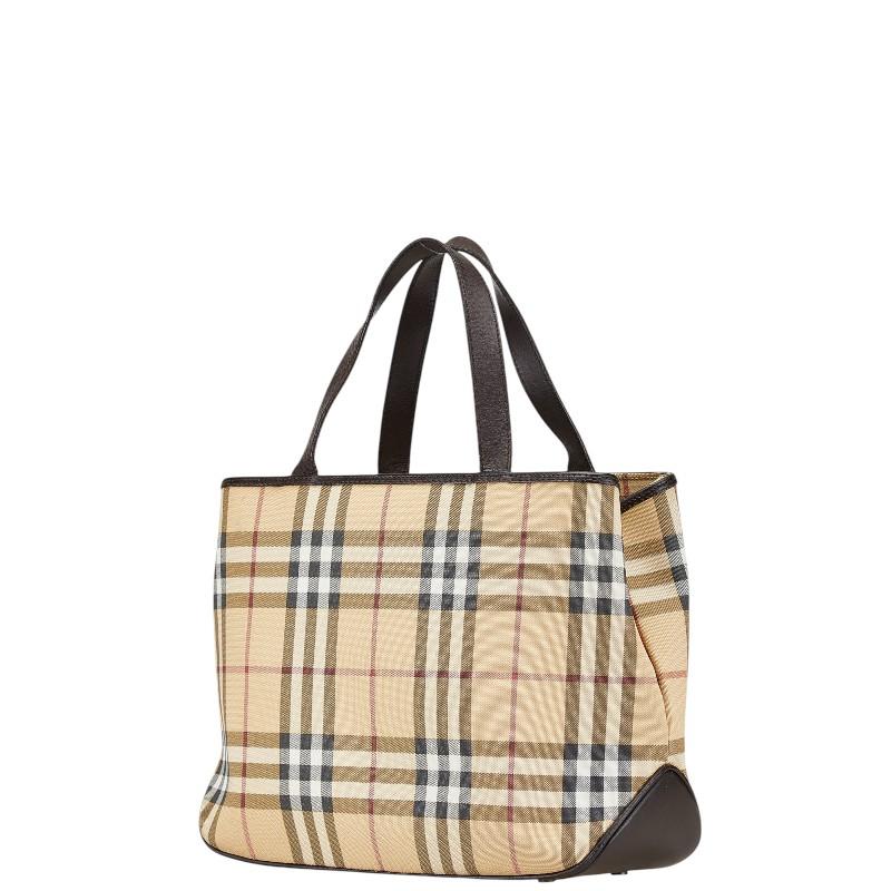 【未使用品】BURBERRY バーバリー　ハンドバッグ　ノバチェック ×レザー バーバリー ノバチェック ハンドバッグ トートバッグ ベージュ