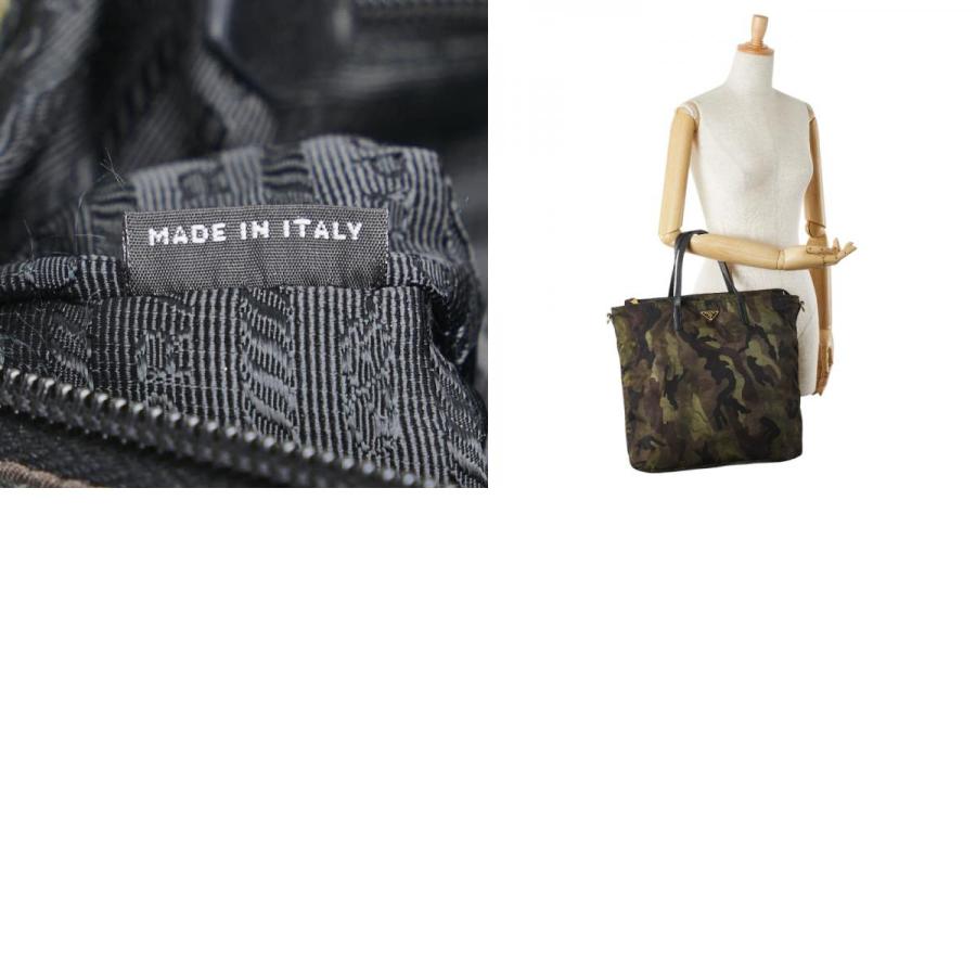 PRADA プラダ 三角ロゴプレート カモ柄 トートバッグ カーキ PRADA プラダ 三角ロゴプレート カモ柄 トートバッグ カーキ