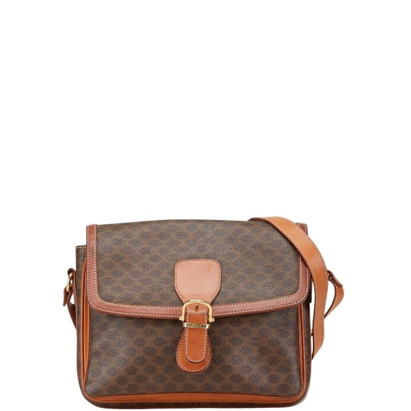 CELINE セリーヌ マカダム 斜め掛け ショルダーバッグ ブラウン PVC  