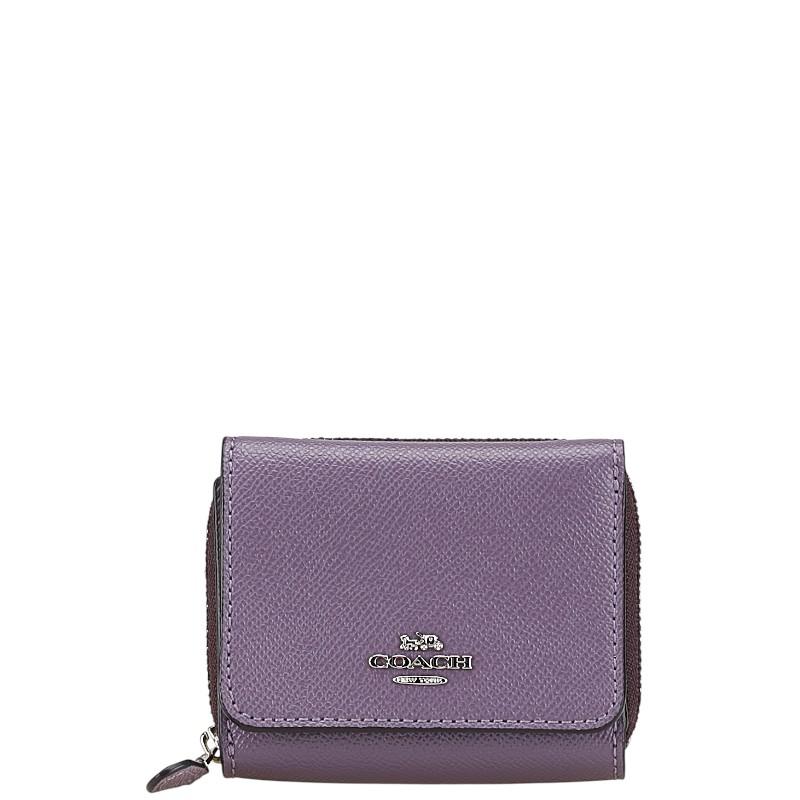 COACH（コーチ） 三つ折り財布 F37968 パープル PVC レザー レディース