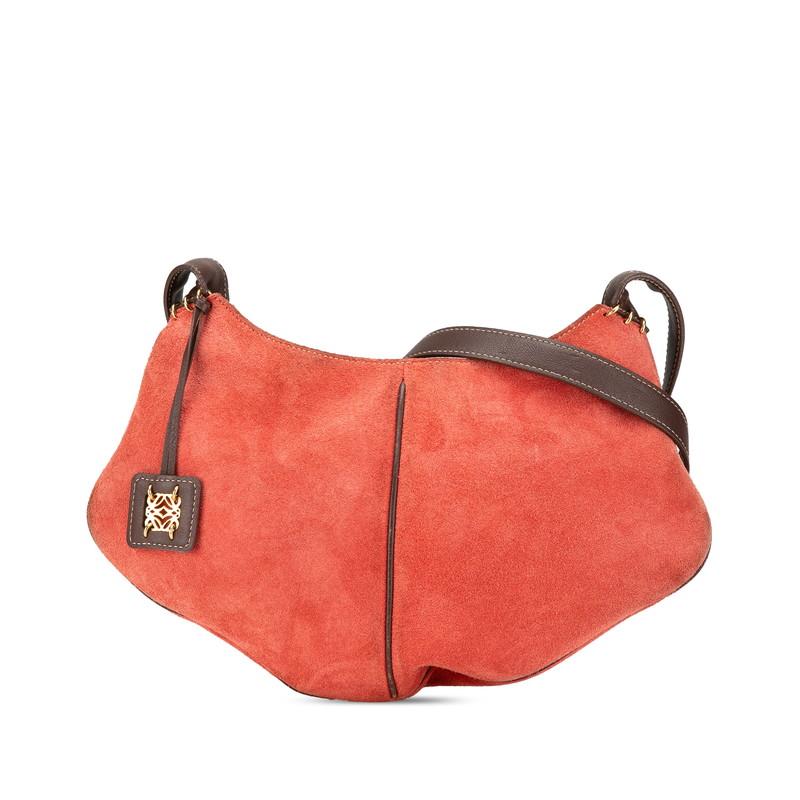 LOEWE (ロエベ) アナグラムスエードワンショルダーバッグ レッド