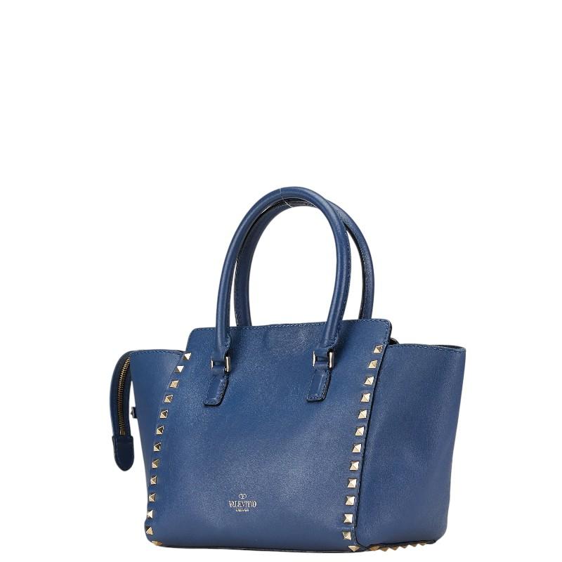 valentino ショルダーバッグ　ロックスタッズ　ブルー VALENTINO 青 レザー ロックスタッズ ショルダーバッグ