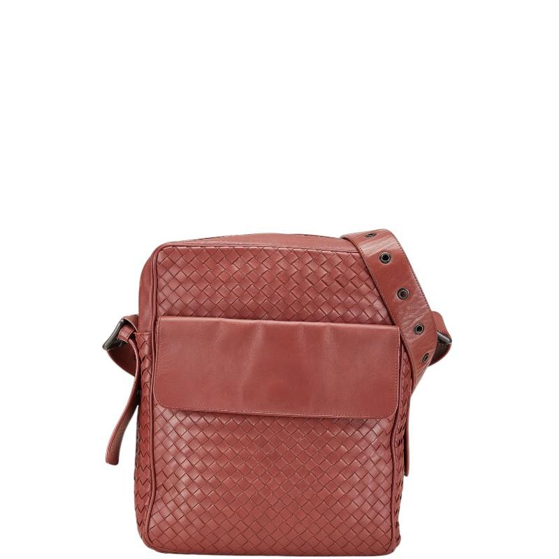 ボッテガヴェネタ イントレチャート 斜め掛け ショルダーバッグ レッド レザー レディース BOTTEGAVENETA 【中古】 ボッテガヴェネタ イントレチャート 斜め掛け ショルダーバッグ レッド