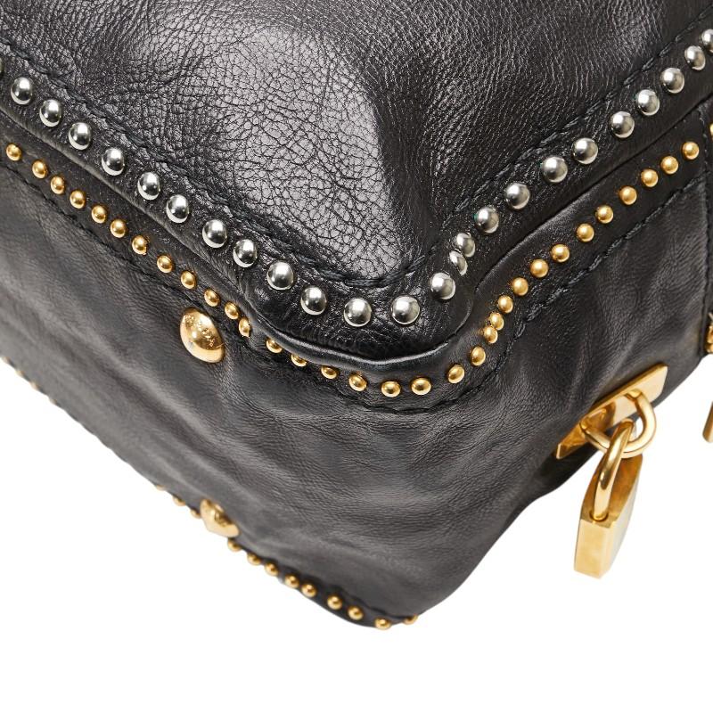 PRADA プラダ 三角ロゴプレート スタッズ ハンドバッグ