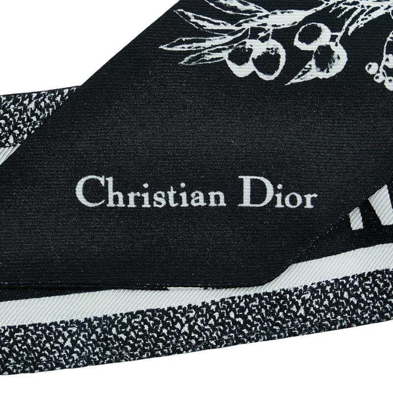 ディオール ミッツァ トワル ドゥ ジュイ フラワー スカーフ ブラック ホワイト シルク レディース Dior 【中古】 ディオール ミッツァ トワル ドゥ ジュイ フラワー スカーフ ブラック
