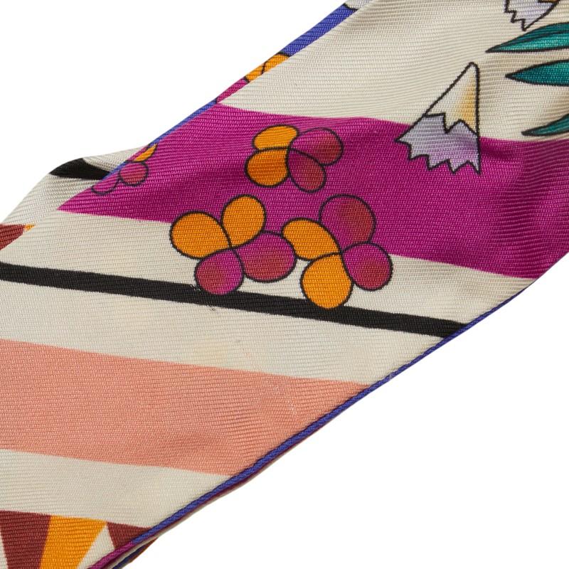 FENDI（フェンディ） 花 フラワー モチーフ スカーフ ツイリー ブルー
