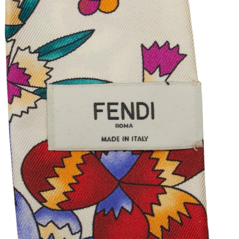 FENDI（フェンディ） 花 フラワー モチーフ スカーフ ツイリー ブルー