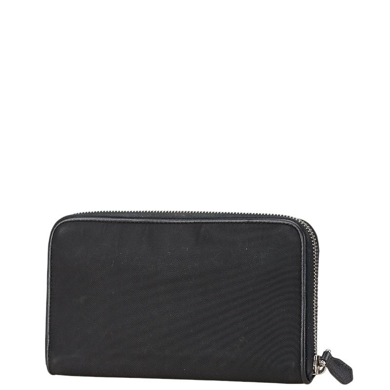 PRADA◇長財布/レザー/BLK/無地/ユニセックス