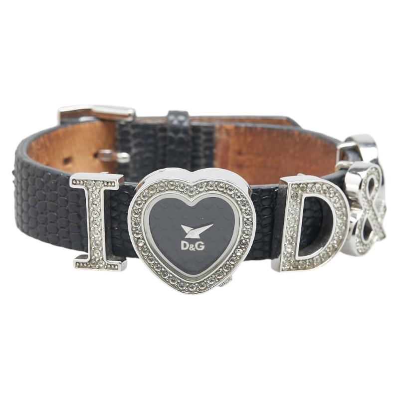 ドルチェアンドガッバーナ TIME I Love D&G 腕時計 DW0005 クオーツ ブラック文字盤 ステンレススチール レザー DOLCE&GABBANA 【中古】 DOLCE&GABBANA（ドルチェ & ガッバーナ） ドルチェアンドガッバーナ
