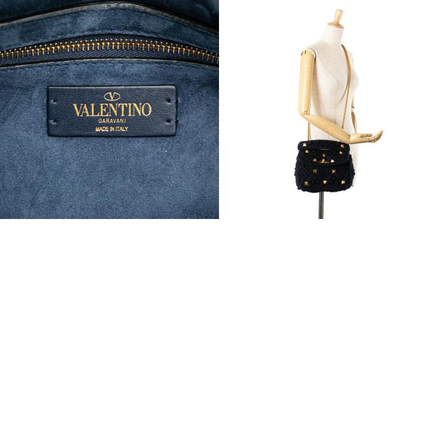 バレンティノ　VALENTINO ハンドバッグ　スタッズ　ネイビー VALENTINO バレンチノ バッグ ロックスタッズ 2wayバッグ