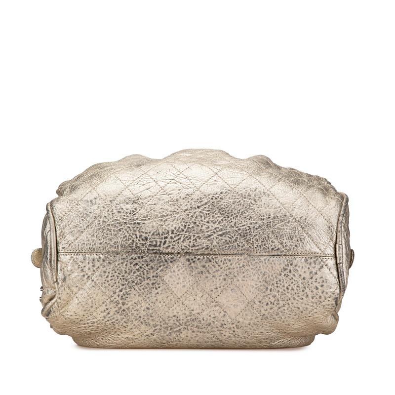 シャネル マトラッセ ココマーク ワイルドステッチ ヴィンテージ加工 ミニ ボストンバッグ ゴールド レザー レディース CHANEL 【中古】 CHANEL（シャネル） マトラッセ ココマーク ワイルドステッチ