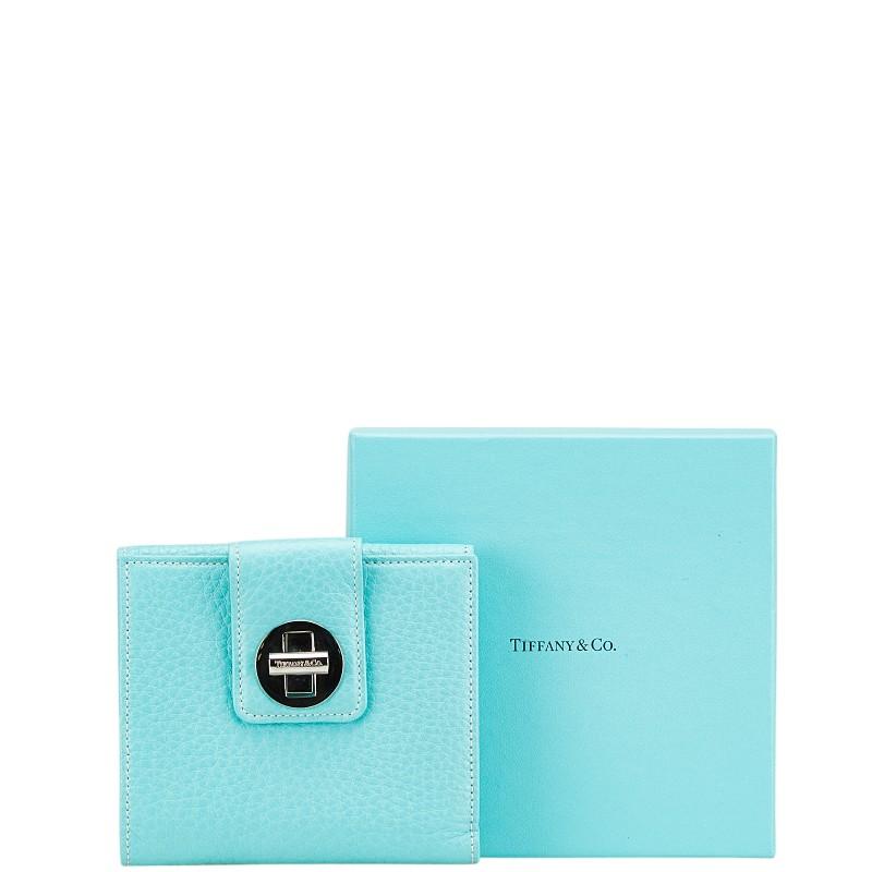 TIFFANY&Co.（ティファニー） 三つ折り財布 ライトブルー レザー