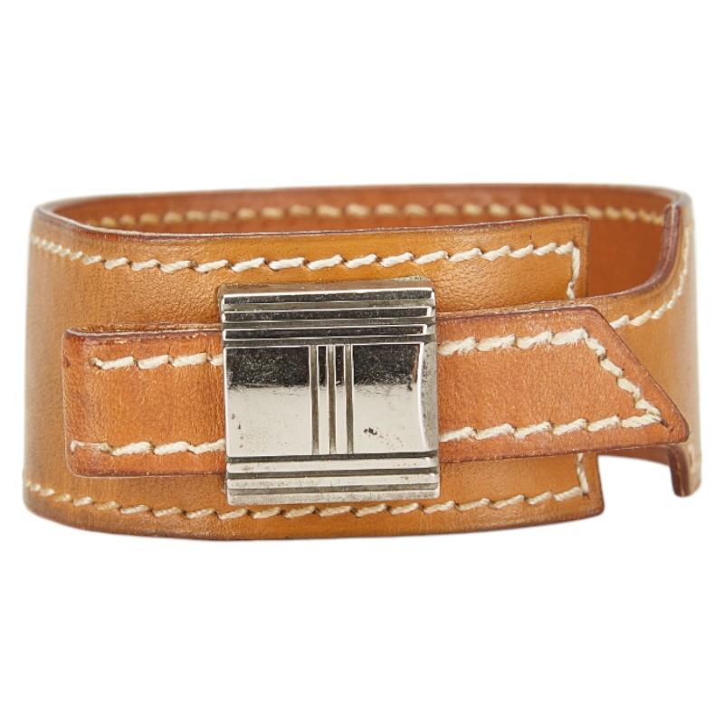 HERMES ブラウンレザーブレスレットアルテミス