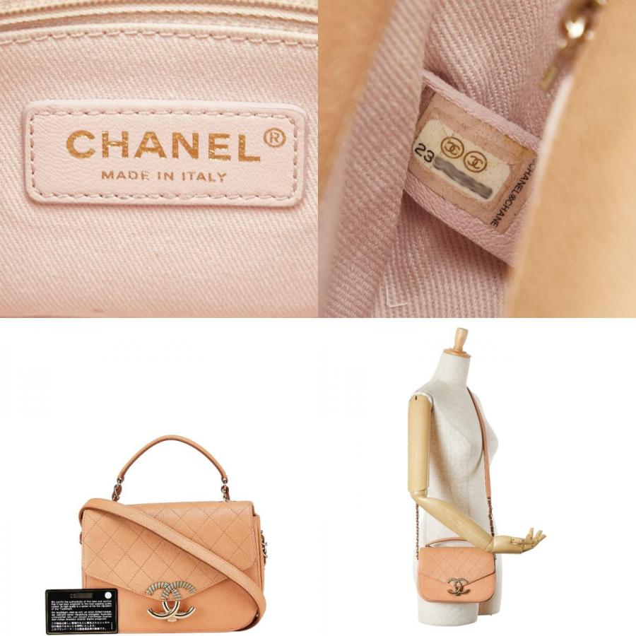 Chanel ベージュ ロゴ ハンドバッグ Chanel 25 ミディアム ハンドバッグ、グレインド カーフスキン