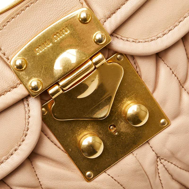 miu ミュウミュウ マテラッセ ハンドバッグ ベージュ レザー miu ミュウミュウ マテラッセ ハンドバッグ ベージュ レザー