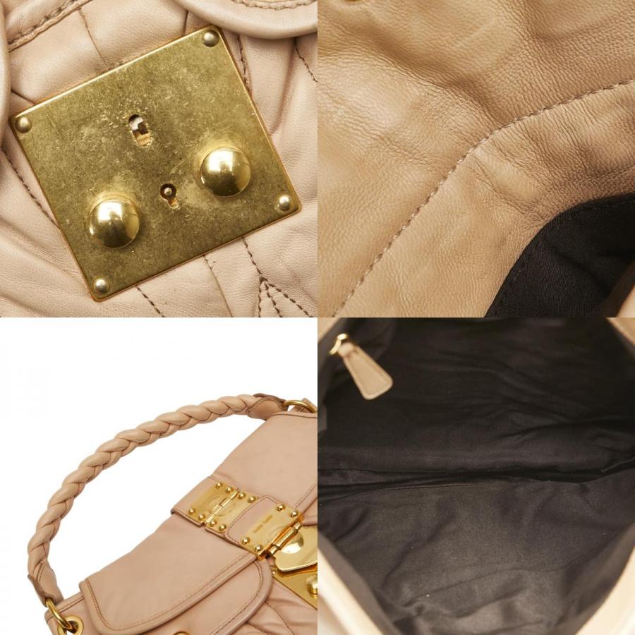 miu ミュウミュウ マテラッセ ハンドバッグ ベージュ レザー miu ミュウミュウ マテラッセ ハンドバッグ ベージュ レザー