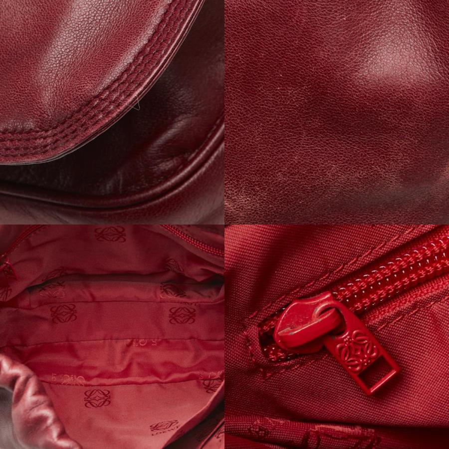LOEWE レザーショルダーバッグ レッド LOEWE（ロエベ） アナグラム 斜め掛け ショルダーバッグ レッド レザー