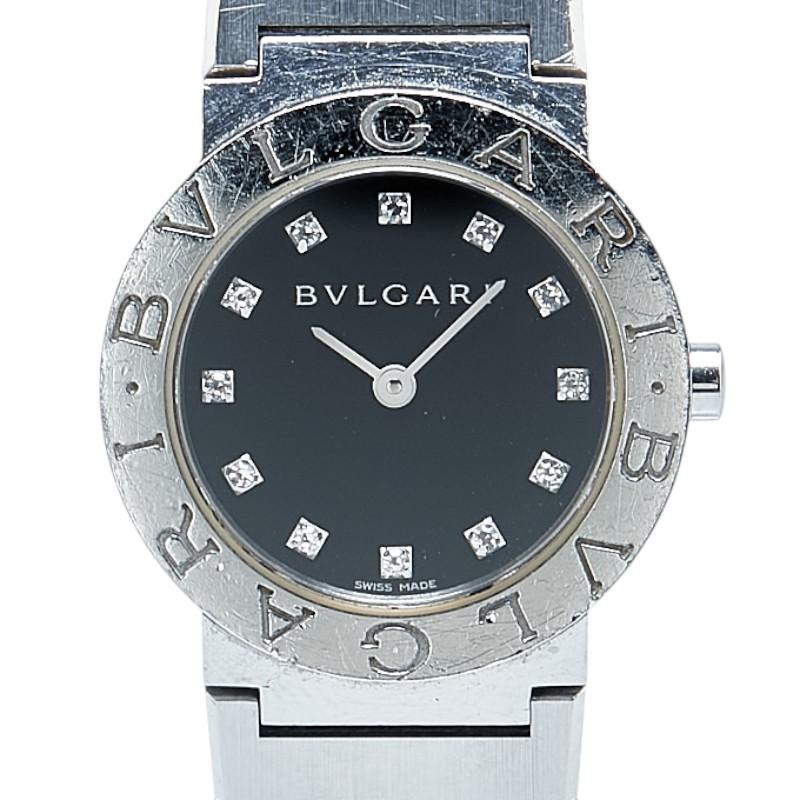 美品　BVLGARI BB26SS ダイヤ12P ブラック　レディース　付属品有 BVLGARI（ブルガリ） ブルガリブルガリ 12Pダイヤ 腕時計 BB26SS