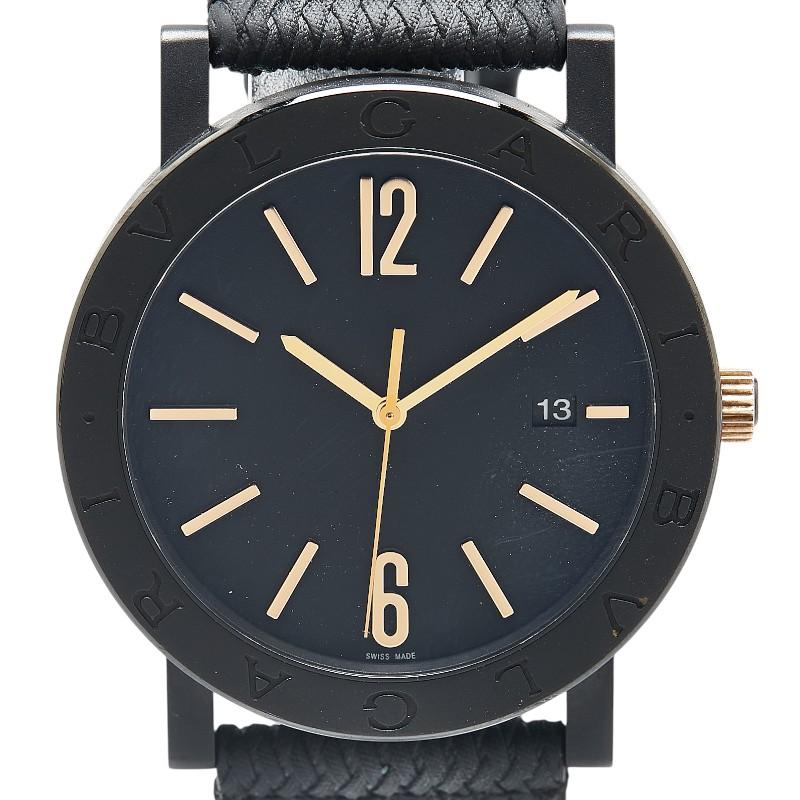 BVLGARI 自動巻き時計 シルバー ブラック文字盤 ブルガリ・ブルガリ