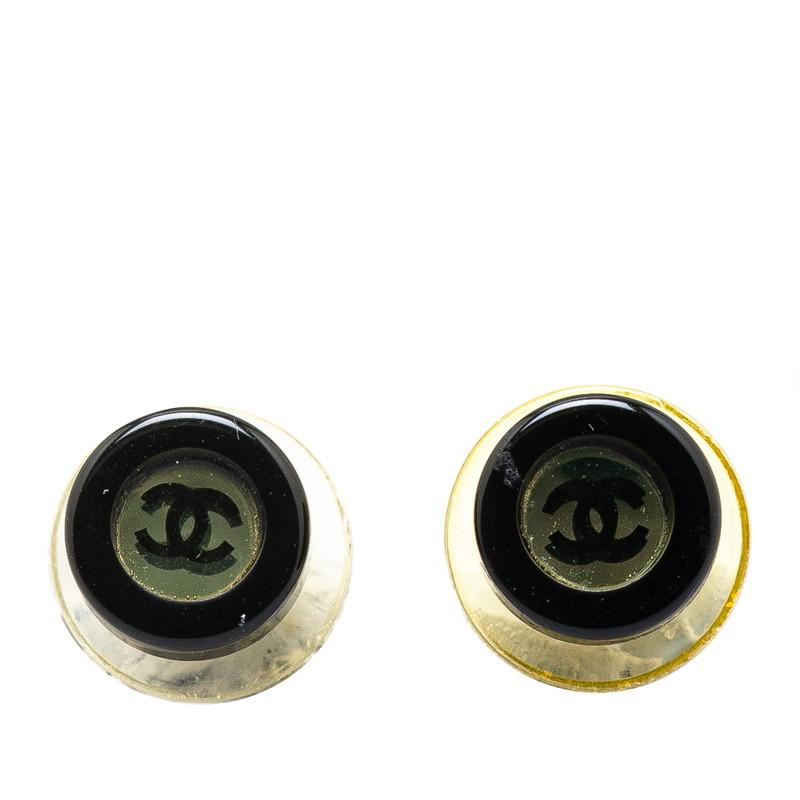 CHANEL シャネル ココマーク ピアス シルバー ブラック プラスチック 