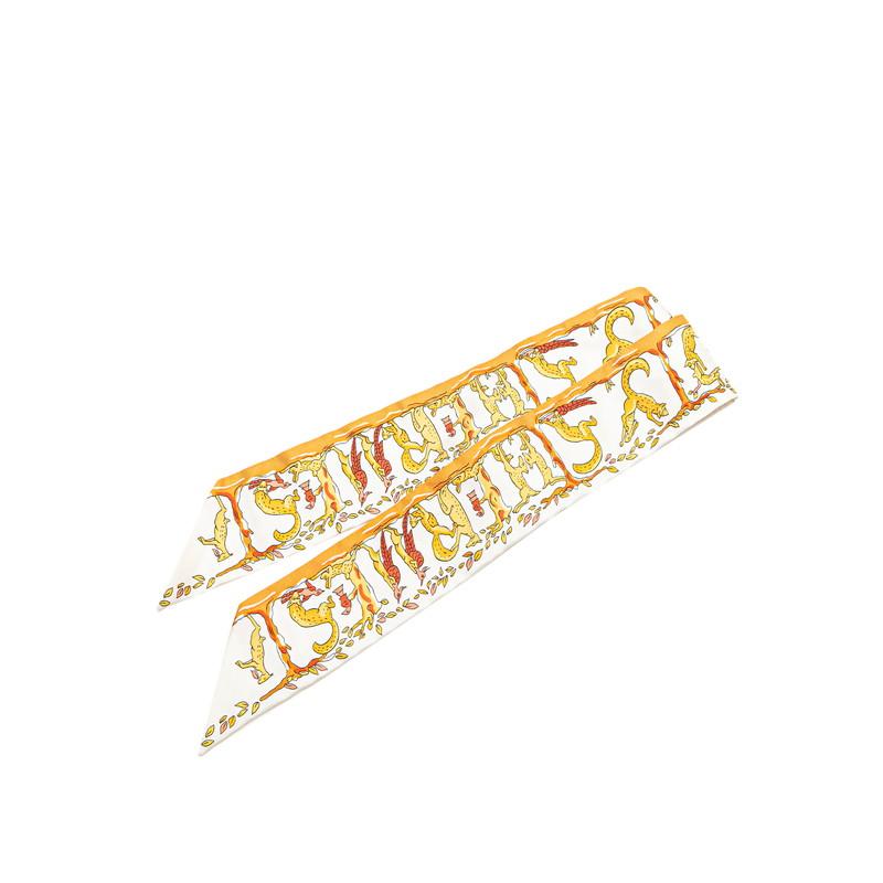 HERMES エルメス ツイリー 動物 アニマル モチーフ スカーフ ホワイト  