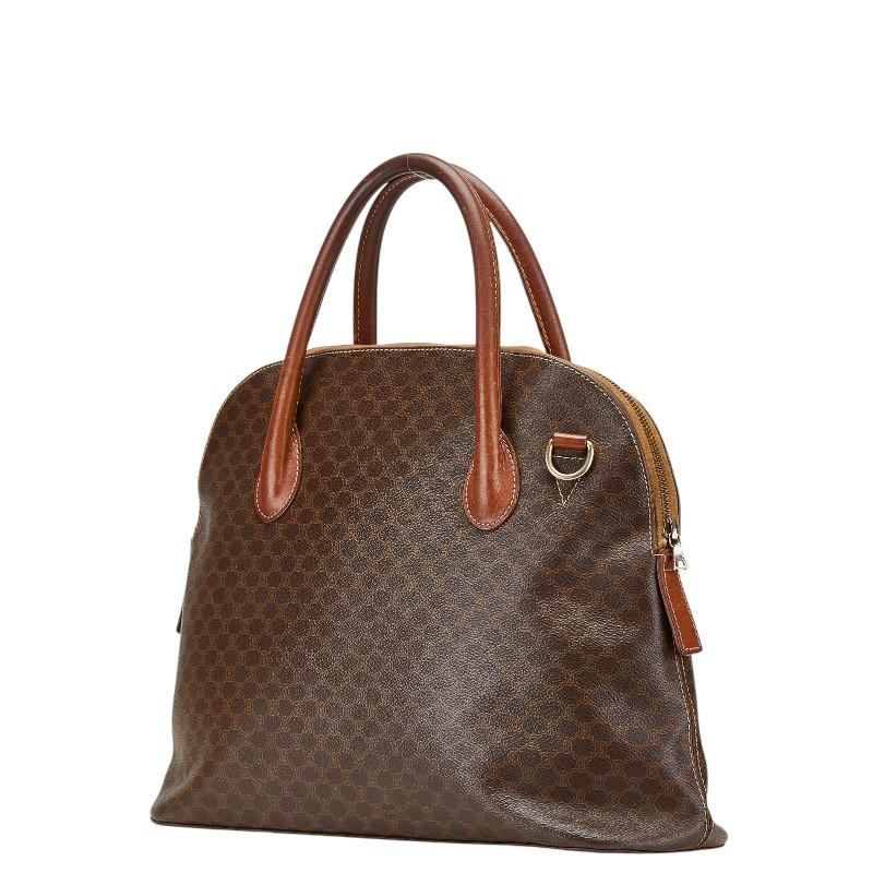 セリーヌ マカダム ハンドバッグ ブラウン PVC レザー レディース CELINE