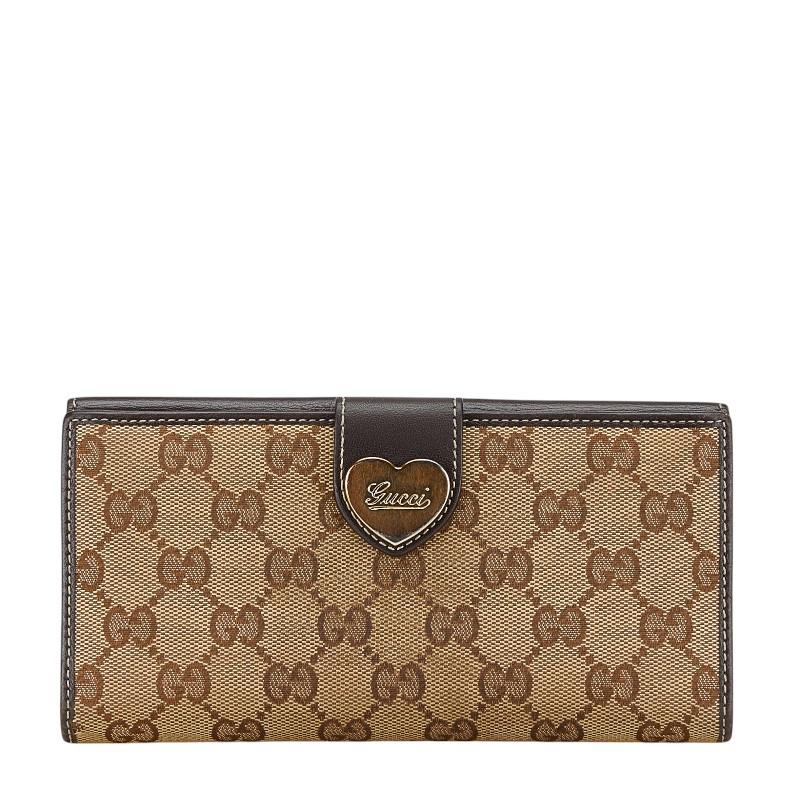 GUCCI グッチ GGキャンバス ハート ロゴ 長財布 203550 ベージュ 