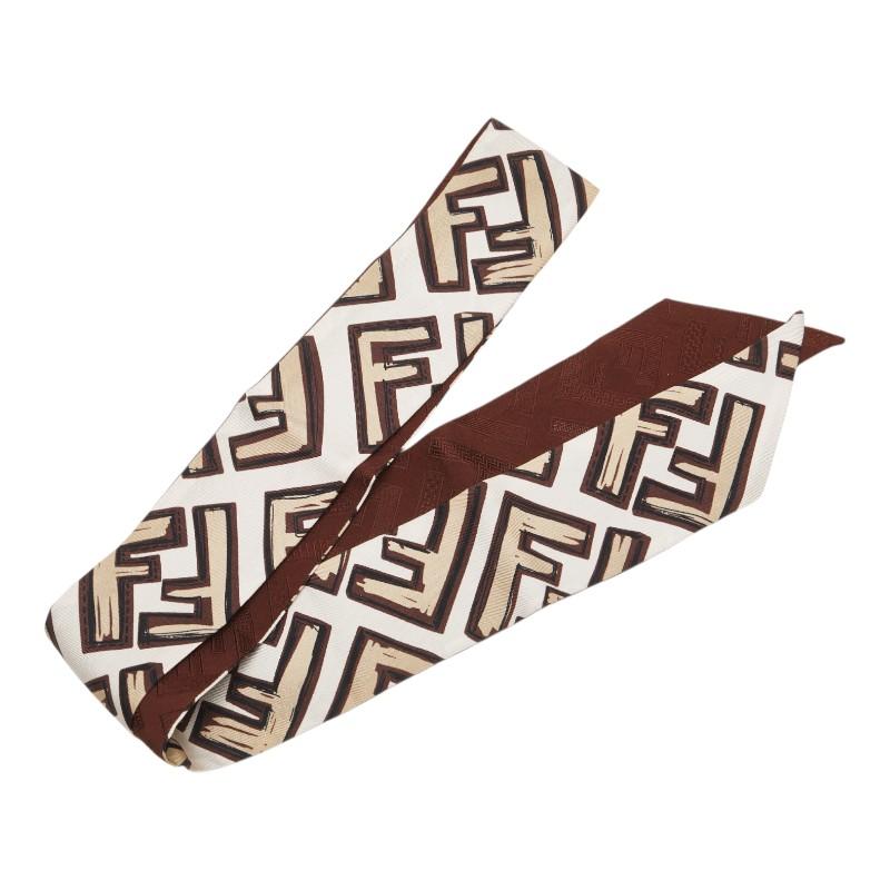 FENDI（フェンディ） ツイリー ズッカ スカーフ ブラウン ホワイト