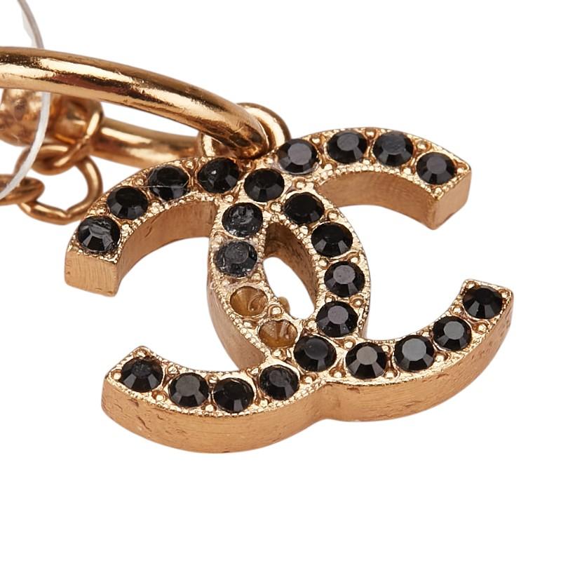シャネル ピアス ココマーク フープピアス ラインストーン チェーン ゴールド CHANEL シャネル ココマーク ラインストーン スイング フープ ピアス